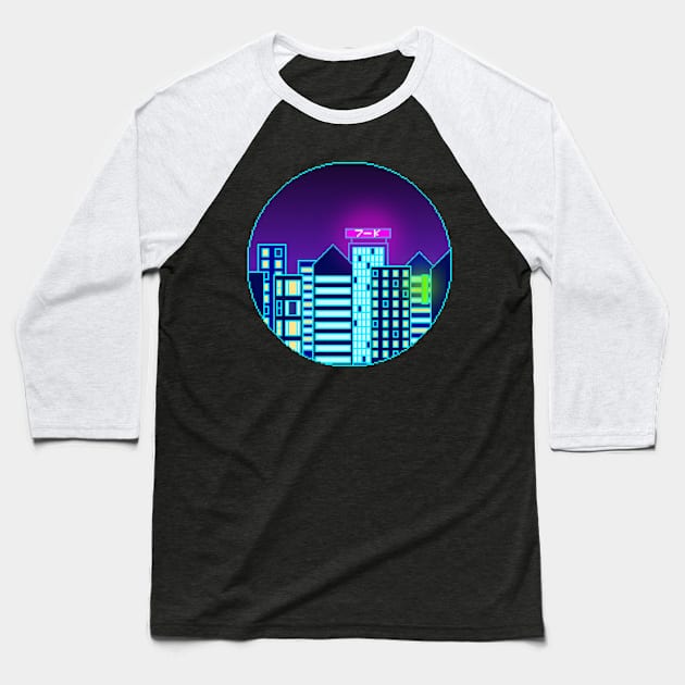 Pixel City Baseball T-Shirt by ssydneyart